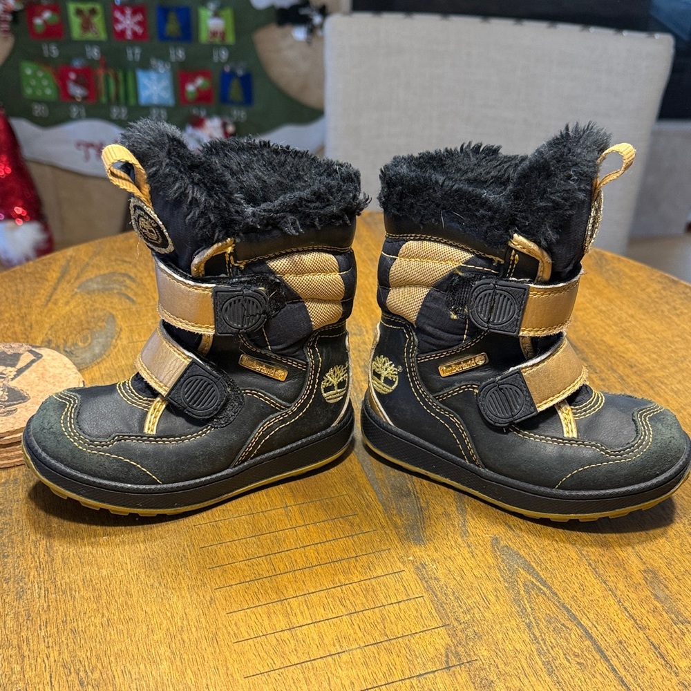 Timberland Kids Black and Tan Boots